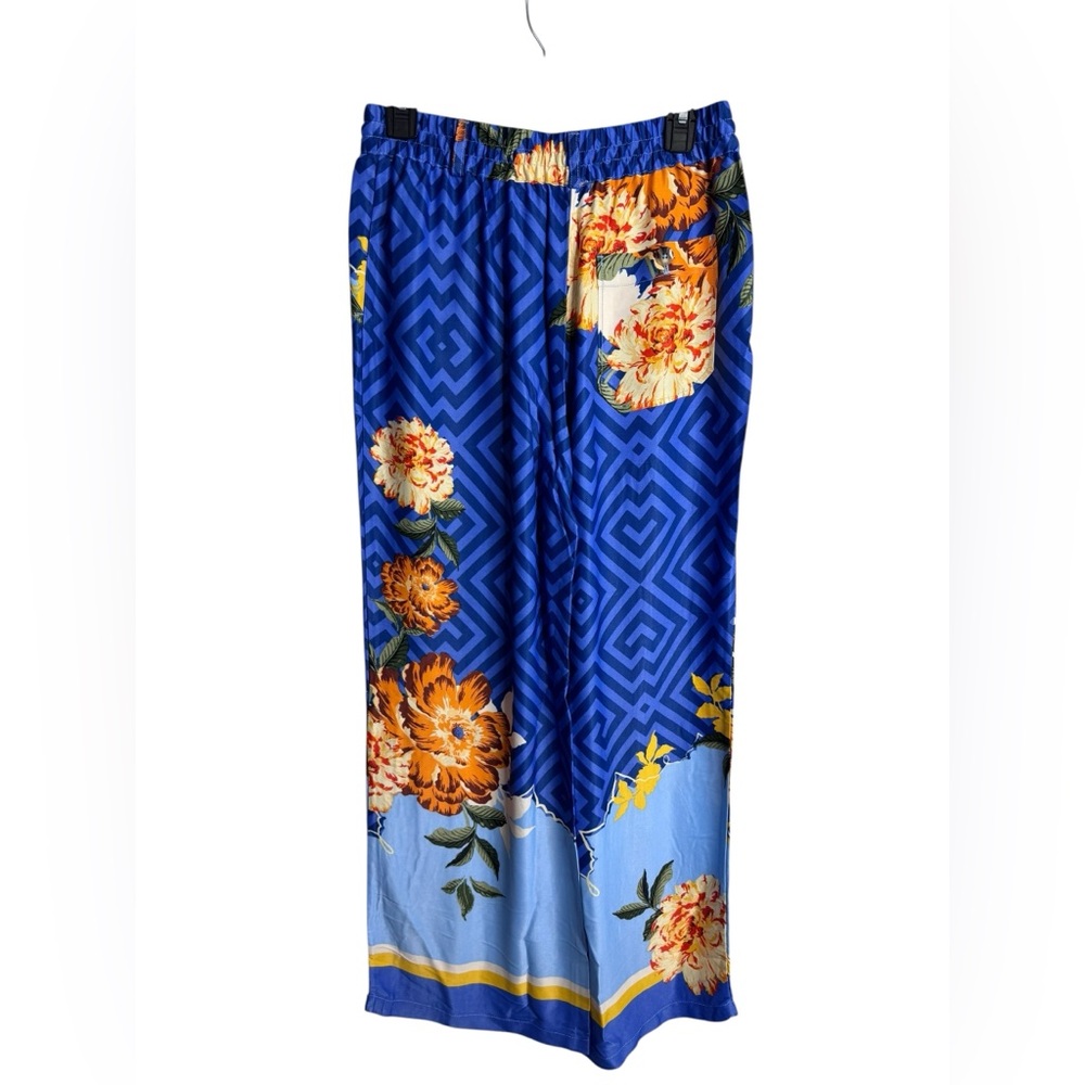 Anthropologie Maeve Straight-Leg Pull-On Satin Tropical Floral Pants NWT - Picture 6 of 8